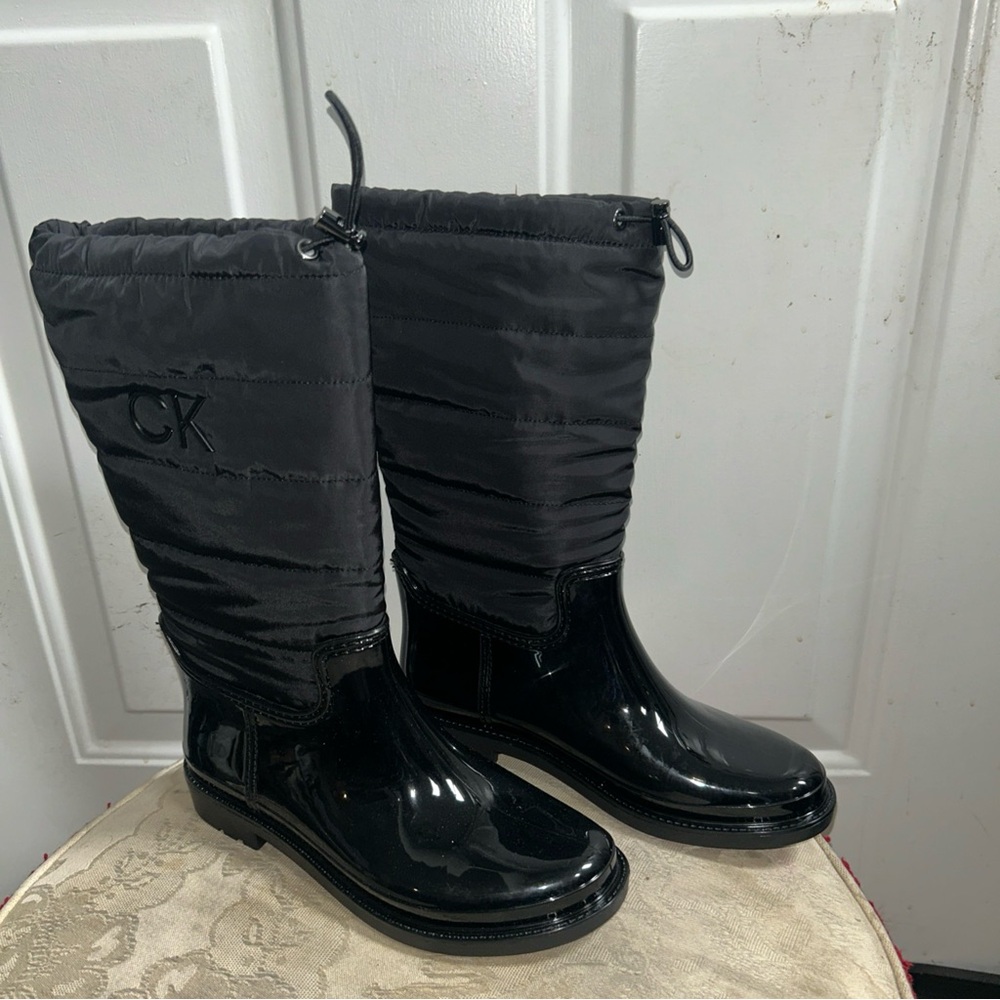 new Calvin Klein SISTON Women's Black Rain Boots Sz 6